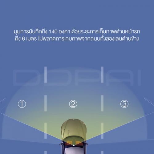 มุมการบันทึกถึง 140 องศา กล้องติดรถยนต์ DDPAI Mini Dash Cam 1080P HD ความละเอียดสูง พร้อมเมนูภาษาไทย รับประกันศูนย์ไทย 1 ปี