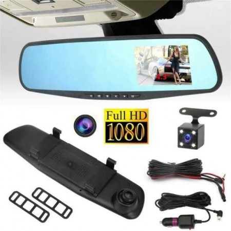 Car Camera กล้องติดรถยนต์หน้าหลัง แบบกระจกมองหลัง 1080P กลางคืนชัดแจ๋ว