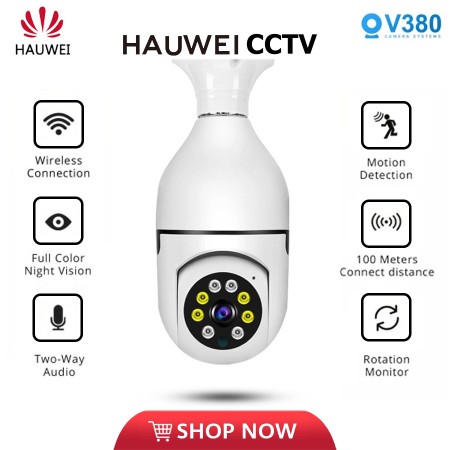 Huawei ไร้สายกล้องวงจรปิด กล้องหลอดไฟ 5 ล้าน WIFI Full HD 5MP ตรวจสอบ/แสงเครื่อง