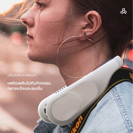 พัดลมคล้องคอแบบพกพา ไร้ใบพัด ขนาด 6000mAh แบบแขวนสวมใส่ได้ เหมาะสำหรับการใช้งานทั้งในกิจกรรมกีฬาหรือการระบายความร้อนในช่วงฤดูร้อน พัดลมมินิที่สะดวกพกพาไปได้ทุกที่